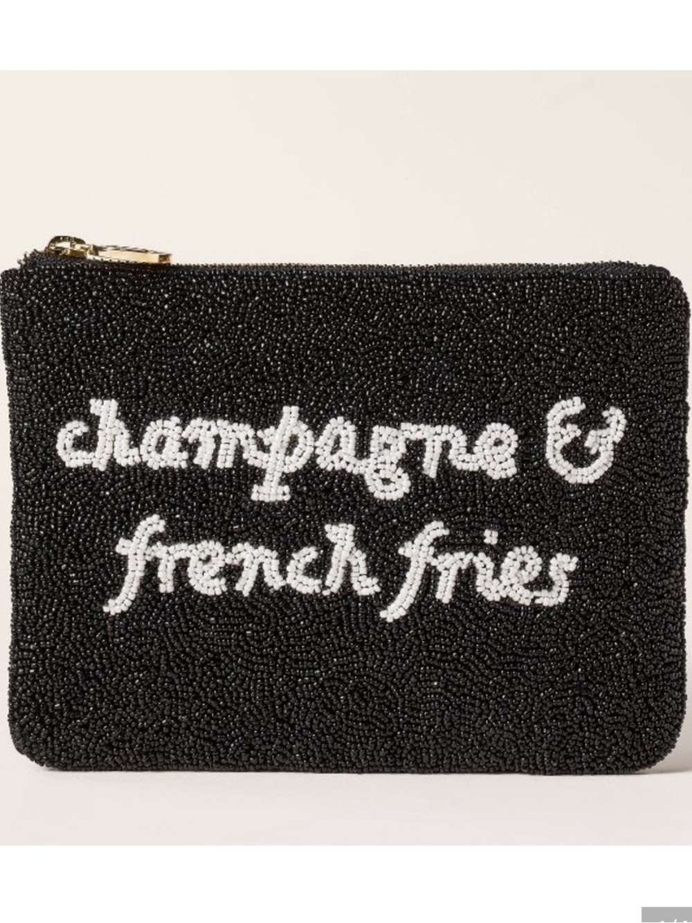 Kate Spade x Target Black Beaded Zip Pouch- Champagne & French Fries